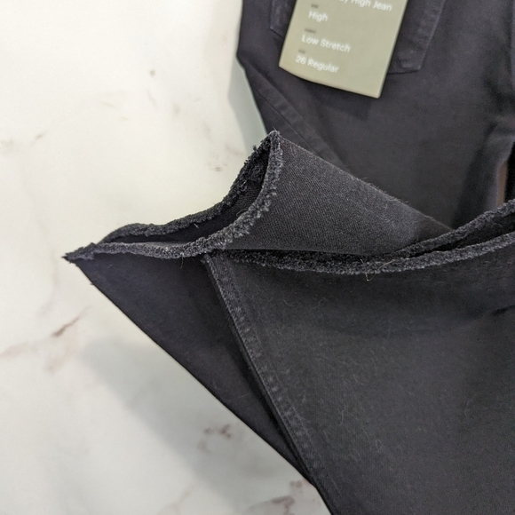 Everlane Jean Black The Way High Curvy Coal Straight Fray Raw Hem Denim - Picture 11 of 14